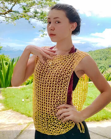 Marley is a crochet mesh top, crochet pattern